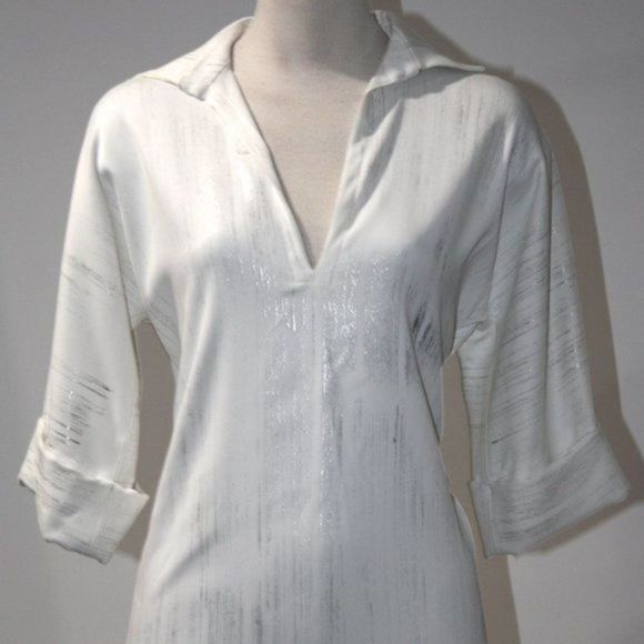 JAY AHR White Acetate Blend Top Size 2 - Picture 1 of 4